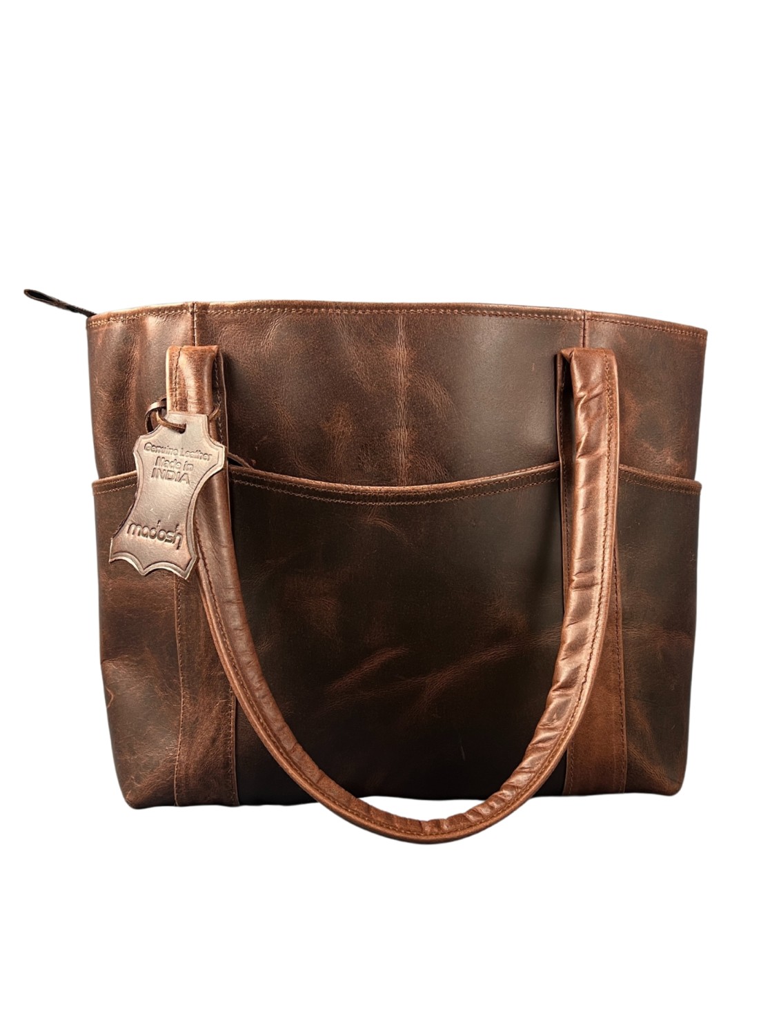 Madosh Genuine Leather Brown Tote Bag Messenger Bag Ladies Purse Crossbody Shoulder Satchel Handbag